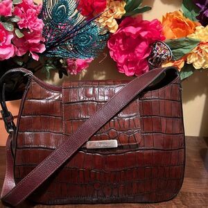 Fossil Crocodile Embossed Brown Leather Purse